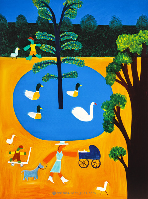 Cristina Rodriguez Paintings Inspired by London - The Pond