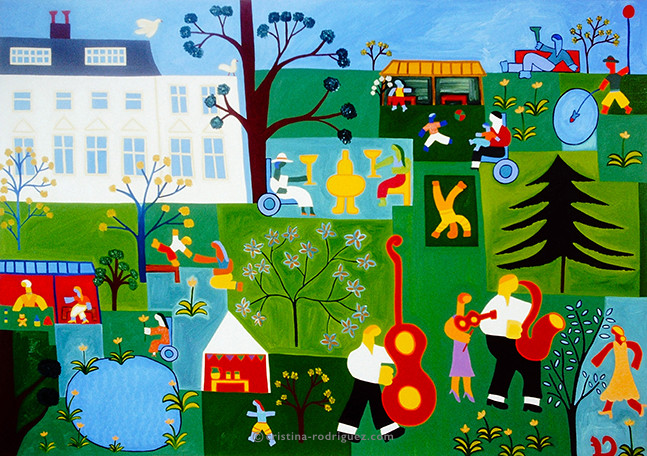 Cristina Rodriguez Commission Painting - The Picnic at Trinity Hospice