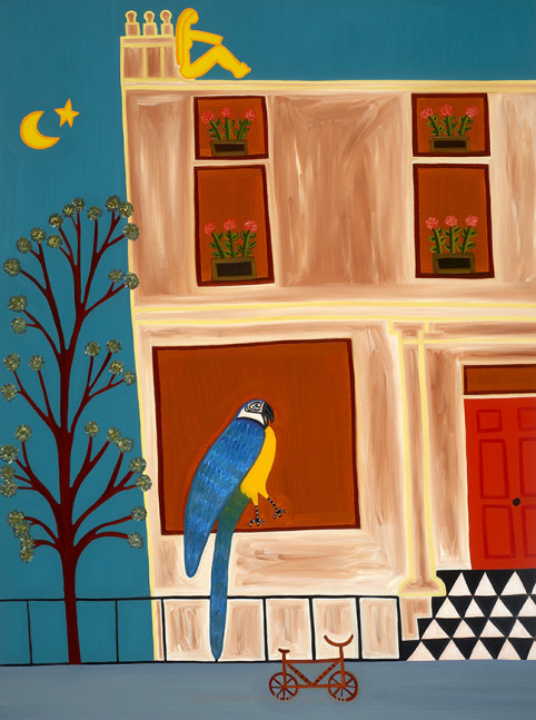 Cristina Rodriguez Paintings Inspired by London - The Parrot From Shepherd's Bush