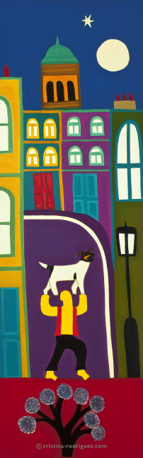 Cristina Rodriguez Paintings Inspired by London - The Man and his Dog Every Day in Portobello Road