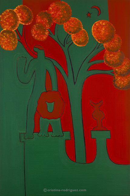 Cristina Rodriguez Paintings Inspired by Italy - The Stone God and his Lion