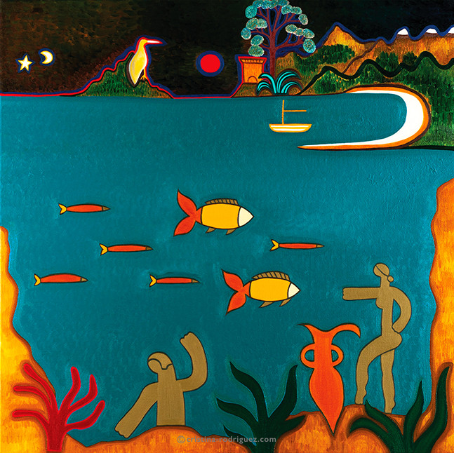 Cristina Rodriguez Paintings Inspired by Corsica - Les Tr&eacute;sors Romaines au Fond de la Mer M&eacute;diterran&eacute;e