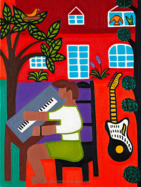 Cristina Rodriguez Paintings Inspired by Musicians - Joaquín a sus 16 Años