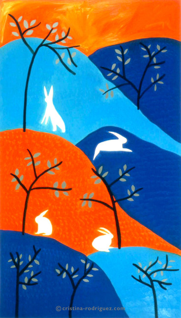 Cristina Rodriguez's Painting - Characters With Long Ears - 1997