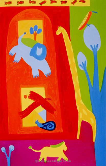 Cristina Rodriguez's Painting - The Giraffe Came to Say Hello - 1997