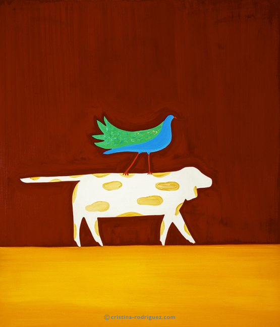 Cristina Rodriguez's Painting - Le Chien et l'Oiseau - 1998