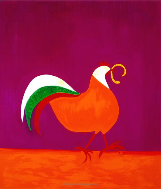 Cristina Rodriguez's Painting - Le Coq et le Verre de Terre - 1998