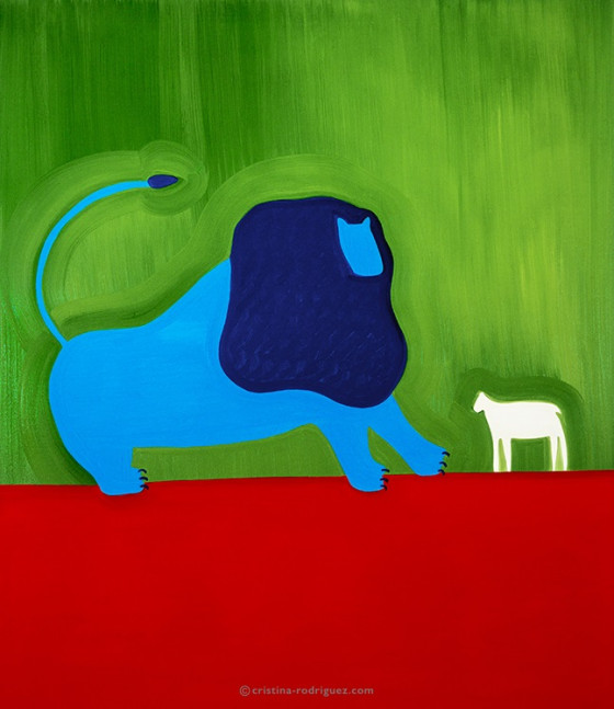 Cristina Rodriguez Paintings Inspired by Animals - Le Lion et l'Agneau