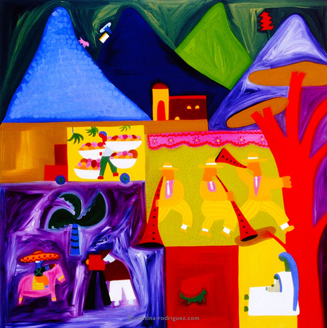 Cristina Rodriguez Paintings Inspired by Colombia - Siempre Hay Excusa para Hacer Fiesta