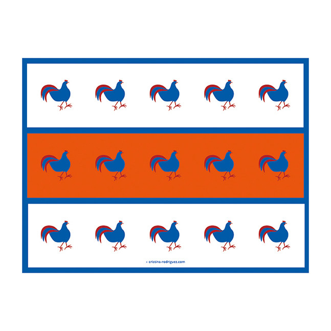 Cristina Rodriguez Design - Chickens in White and Orange
