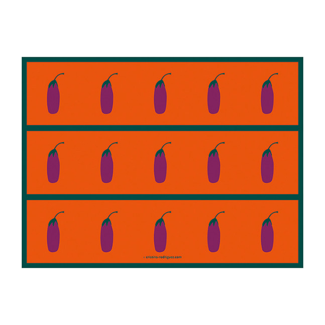 Cristina Rodriguez Design - Eggplants in Orange and Green
