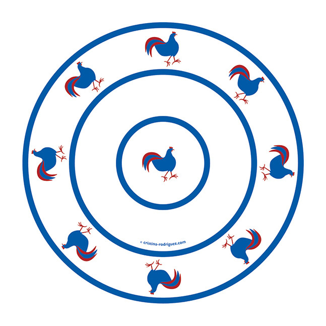 Cristina Rodriguez Design - Chickens in White and Blue