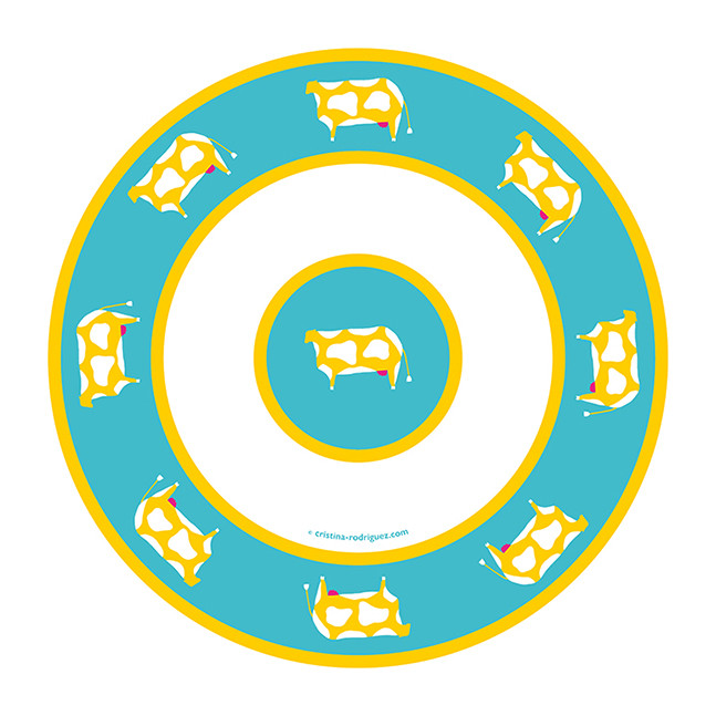Cristina Rodriguez Design - Cow in Blue and Yellow