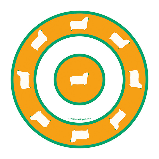 Cristina Rodriguez Design - Sheep in Orange and Green