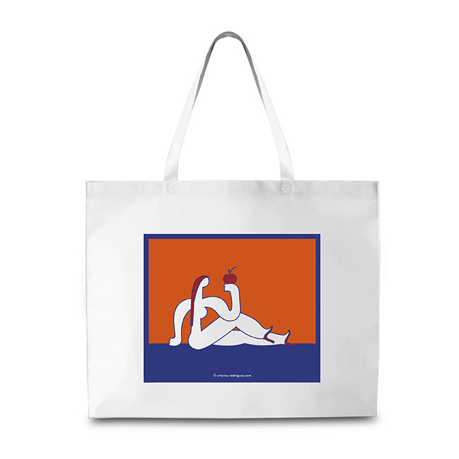 Cristina Rodriguez Design - Eve and the Apple in Orange and Blue